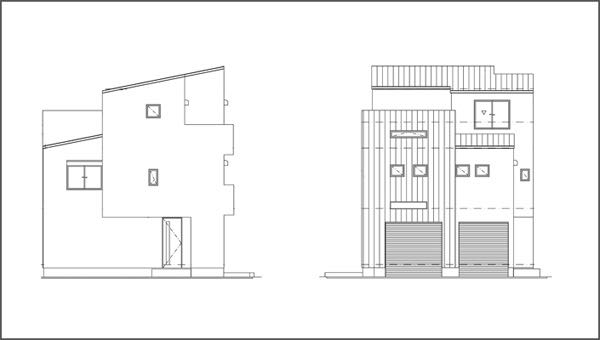 神戸・東灘区のガレージハウス立面図